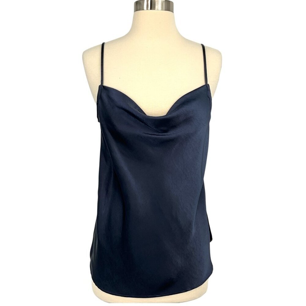 Melissa Nepton Peggy Cami Tank Top Navy Blue Poly Satin Size S